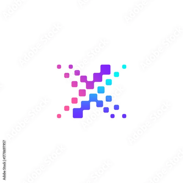 Obraz X logo with pixel, technology, reference logo for your business