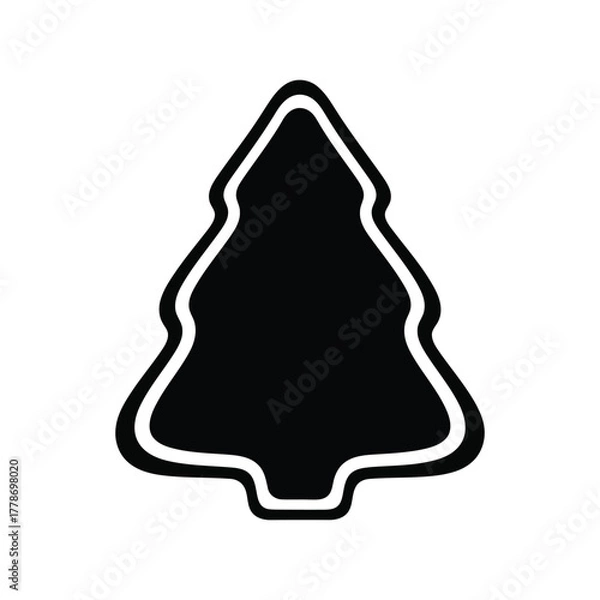 Obraz Christmas tree icon simple black silhouette festive holiday winter design element vector graphic isolated on white background