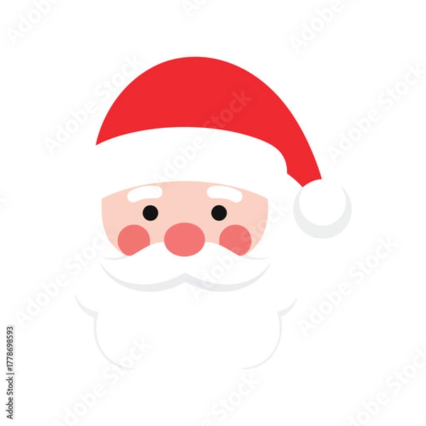 Obraz Festive santa claus hat and beard festive christmas character illustration isolated on white background
