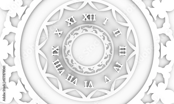 Obraz Numeric part of antique clock. Patterns with geometric ornament. Circular ornamental symbol. Arabic and Indian motifs. 3D rendering