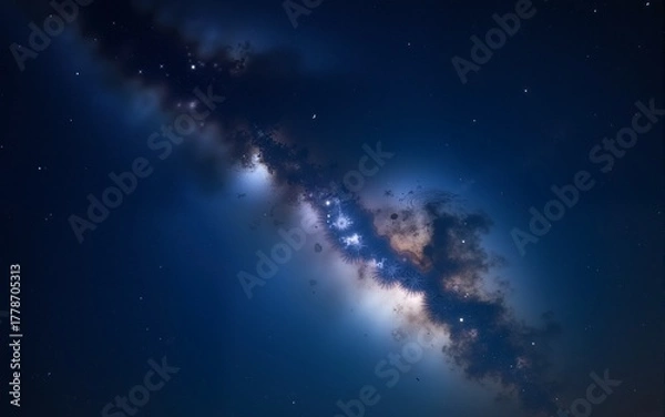 Fototapeta Beautiful starry sky with the Milky Way galaxy in the deep space background. High quality