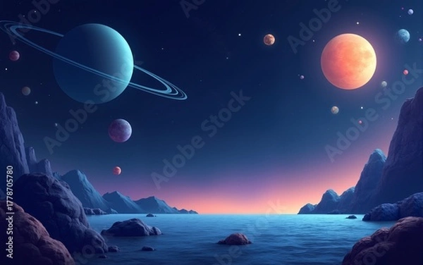 Fototapeta space area banner design. space template themed banner template. High quality
