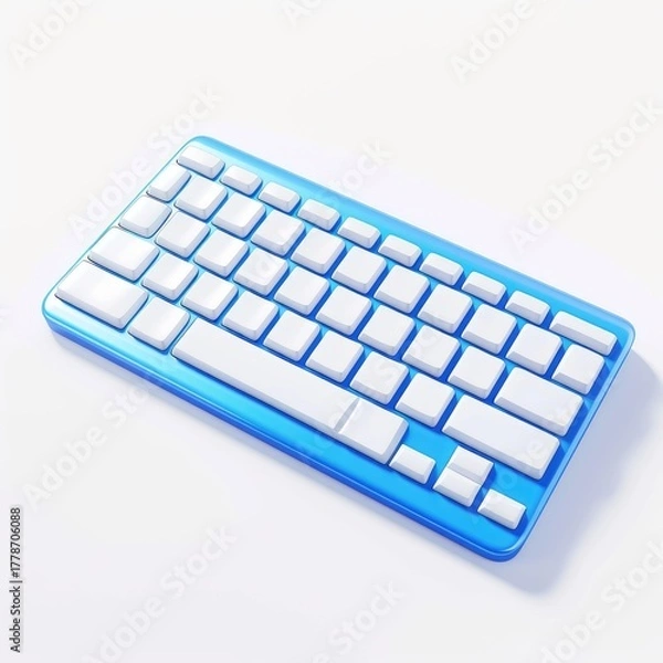 Fototapeta A stylized blue computer keyboard with blank white keys is shown on a white background.