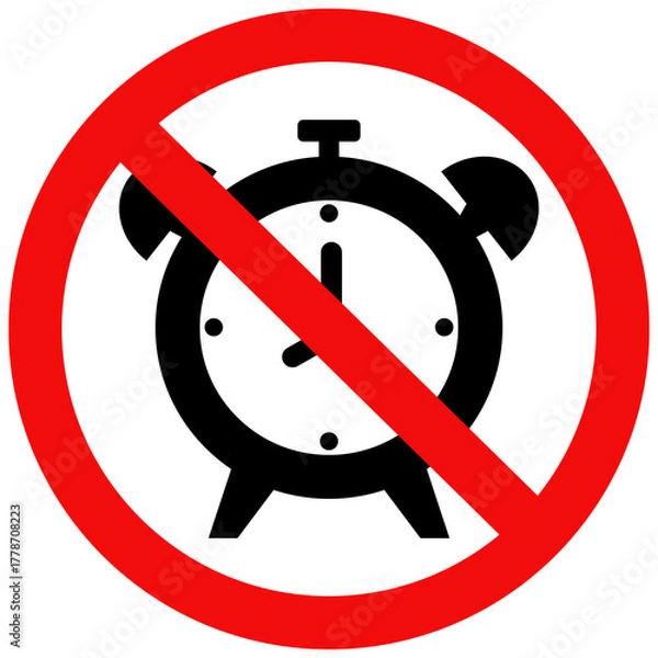 Fototapeta No Alarm clock sign, flat vector illustration design isolated