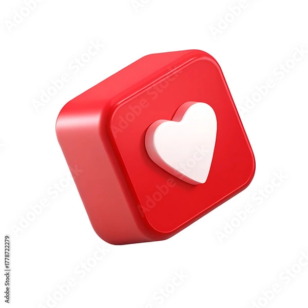 Fototapeta Red heart like button social media notification