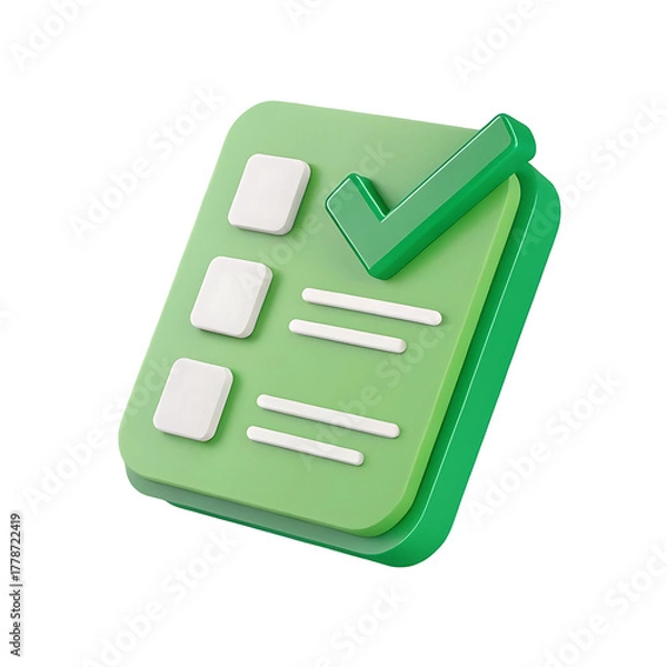 Fototapeta Green checklist task complete verification form