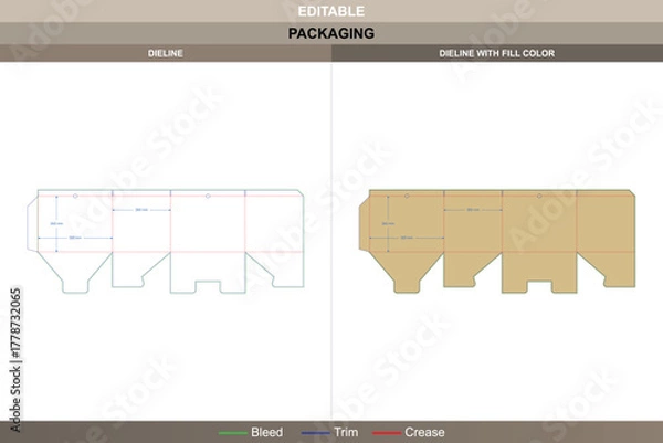 Obraz Custom dimensions file boxes reverse tuck end dieline developed using vector formation improving printing consistency packaging fold die line closure forms tight reverse tuck
