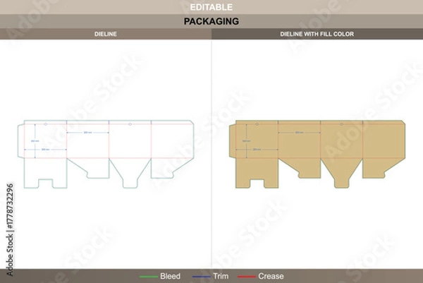 Obraz Custom dimensions file boxes auto bottom snap lock dieline drawn through vector precision refining printing tone packaging die line design holds secure self-locking structure