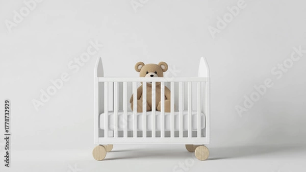 Fototapeta Modern Minimalist Nursery Furniture with smooth lines and cozy tones for a peaceful space