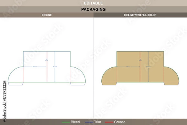 Obraz Custom dimensions arc folders dieline created through vector structure improving printing alignment packaging form curved die line fold supports arc-style professional folders