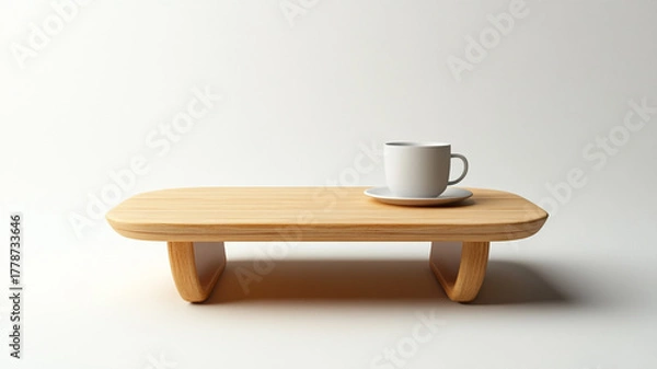 Fototapeta Scandinavian Design of Natural Wood Table Aesthetic