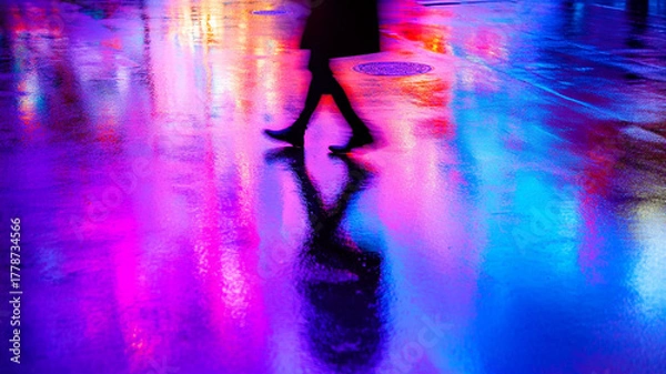 Fototapeta Blurred Realities. A fine art photo exploring emotion and motion through vibrant urban colors