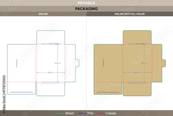 Obraz Closed folder dieline crafted using balanced vector setup refining printing clarity packaging fold steady die line framework keeps outer edges firm within compact profile