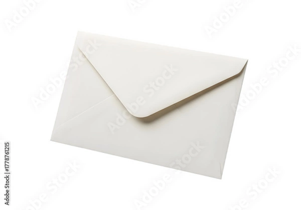 Fototapeta A single blank folded envelope isolated on a transparent or white background. PNG
