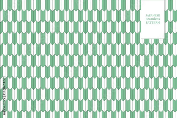 Obraz Japanese Seamless Pattern with Ears of Rice geometric motif in green color for fabric, wallpapers, poster, card in asian design and more