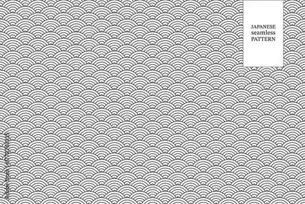 Obraz Japanese Seamless Wave Pattern in black and white color for fabric, wallpapers, poster, card in asian design and more