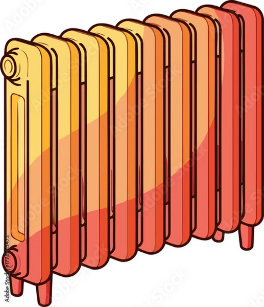 Obraz vibrant classic radiator provides cozy warmth for happy homes, isolated on transparent background