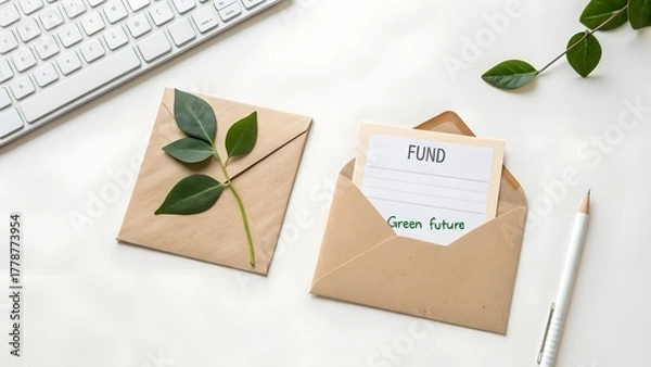 Fototapeta Envelopes containing a fund letter about green future concept