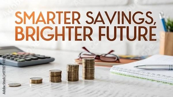 Fototapeta Stacked coins illustrating financial saving concept