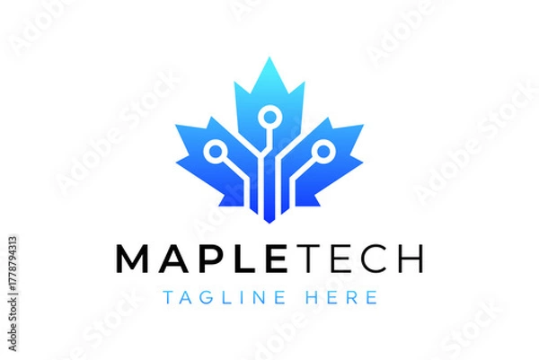 Fototapeta Leaf Maple Tech Logo design vector