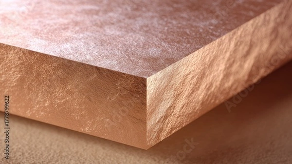 Fototapeta Close-Up of a Textured Copper Surface with a Gleaming Finish and Soft Lighting Enhancements for Decorative Use