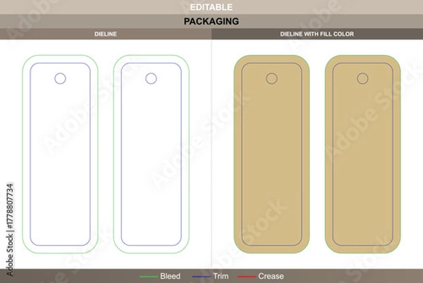 Obraz Keychain dieline designed through vector accuracy refining printing balance packaging outline detailed die line cut supports durable shape for custom key holder product