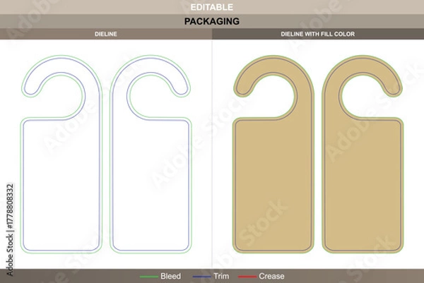 Obraz Door hanger dieline structured with vector setup refining printing tone packaging fold die line balance defines uniform hanging tag suitable for commercial door signage