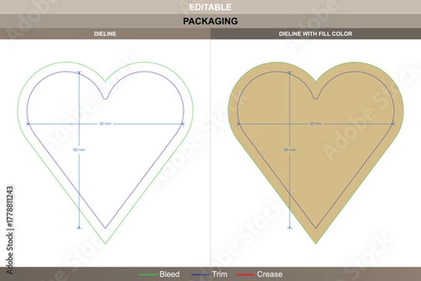 Obraz Custom dimensions labels love dieline drawn through vector detailing refining printing surface packaging form die line heart pattern defines creative romantic label layout