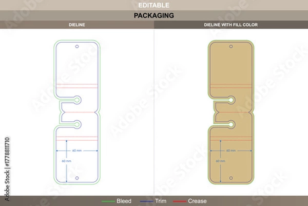 Obraz Custom dimensions hangtags commercial material dieline crafted using vector setup refining printing tone packaging fold die line supports branding through precise tag layout