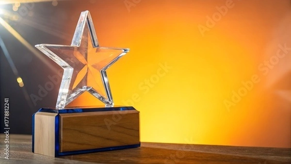 Fototapeta Celebrate achievement with this stunning star award gleaming with pride and inspiring success on a sunlit backdrop perfect for recognizing top performers