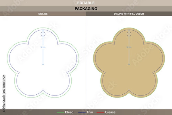 Obraz Custom dimensions cloud shaped ring tag cards dieline structured with vector mapping refining printing definition packaging form die line curve ensures soft cloud contour look