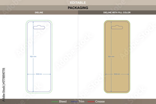 Obraz Bookmark dieline designed through vector alignment refining printing tone packaging outline die line fold builds slim flat structure perfect for stylish paper mark product