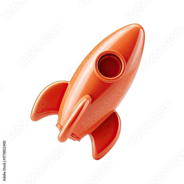 Obraz Orange rocket, stylized, toy-like