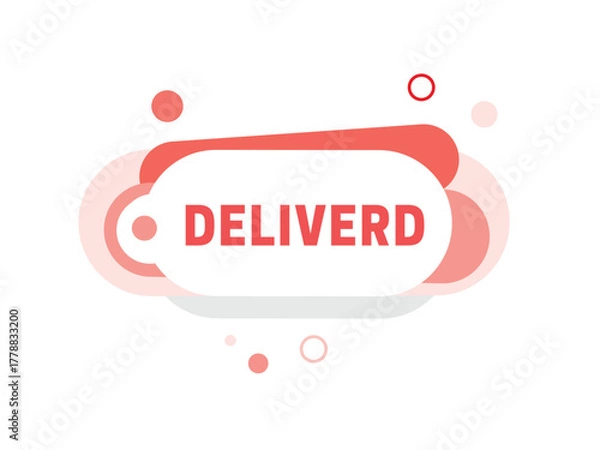 Fototapeta Delivered banner, white with red colour mix modern, marketing concept. Elements for post social or business.