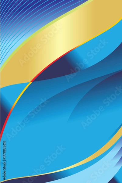 Obraz Dynamic Blue and Gold Abstract Flowing Luxury Background Design
