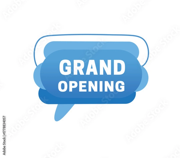 Fototapeta Speech bubble with message Grand opening banner element announcing. Vector advertising, post or other marketing concept.