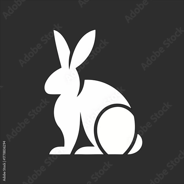 Obraz Bold rabbit logo vector on black, suitable for tech, nature, or brand identity projects.