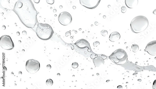 Obraz Spilled liquid droplets, various sizes, on a dark surface