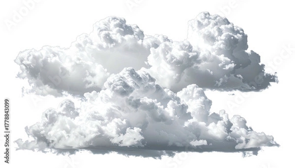 Fototapeta Cumulus clouds, fluffy and white, isolated on black