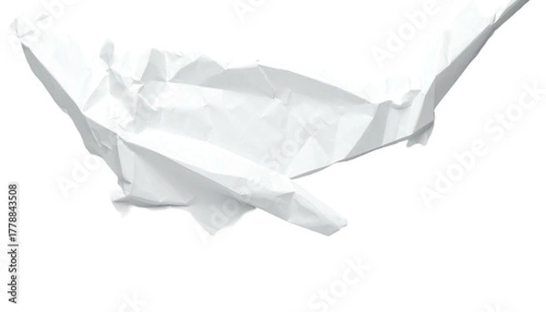 Fototapeta Crumpled white paper, floating on a black background