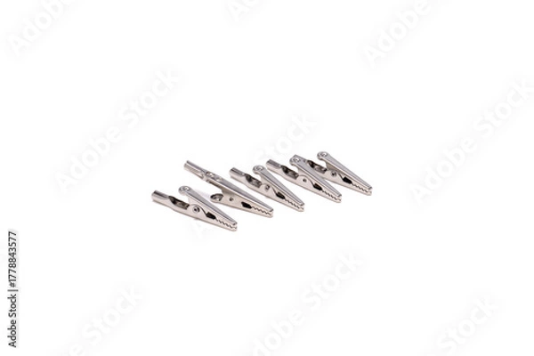 Obraz Silver Alligator Test Clips for Electronics and DIY Circuits