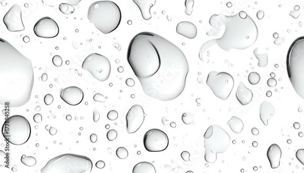 Obraz Gleaming water drops scattered on black background