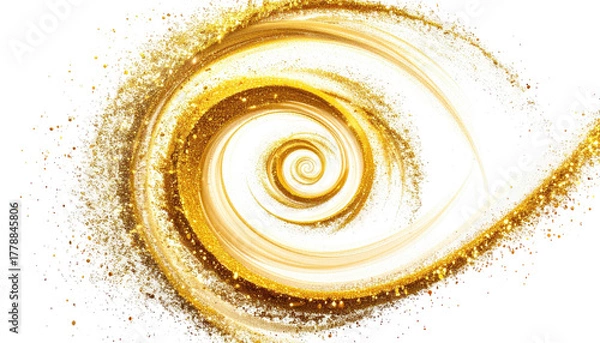 Obraz Swirling gold vortex with scattered sparks against black background