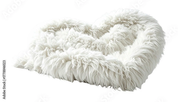 Obraz Fluffy, white heart-shaped cushion, soft & inviting on black
