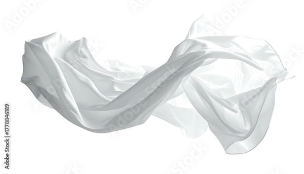 Obraz Graceful white cloth billowing, floating against stark black