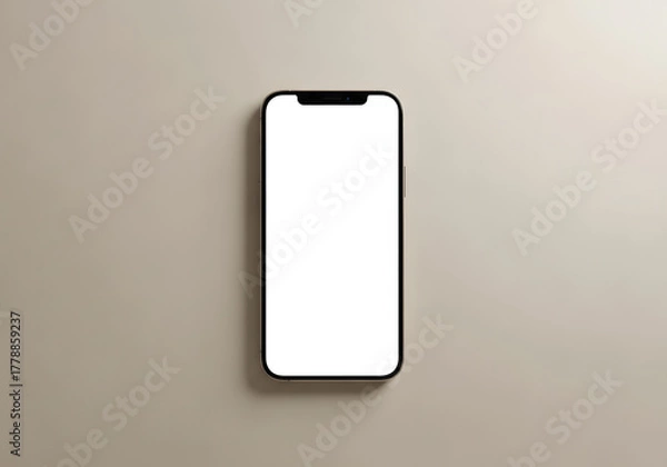 Obraz Modern Smartphone Mockup with White Screen on Neutral Background