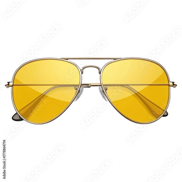 Fototapeta 3d aviator sunglasses with yellow lenses isolated on transparent background