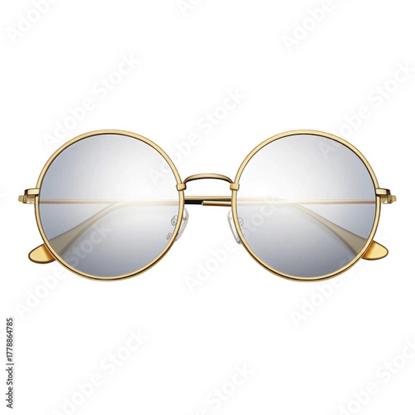 Obraz 3d round metal frame glasses isolated on transparent background