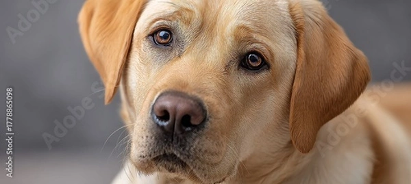 Obraz Charming Close-up Portrait of an Adorable Yellow Labrador Retriever with Endearing Expression