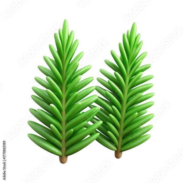 Obraz 3d realistic pine sprigs isolated on transparent background